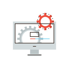 Poster - Computer installation flat line icon concept