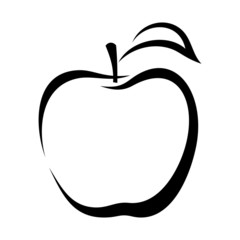 apple. vector black contour.