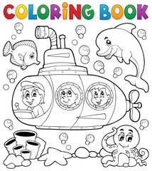 Poster - Coloring book submarine theme 1