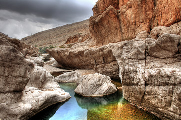 Colorful rocks in a tranquil rock pool