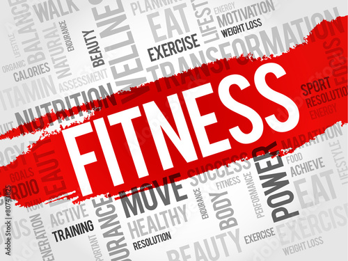 Obraz na płótnie canvas Słowo fitness chmura, sport, koncepcja zdrowia