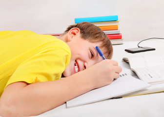 Wall Mural - Teenager doing Homework