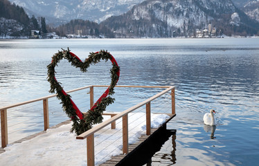 Wall Mural - pier and heart arch, Lake Bled, Slovenia