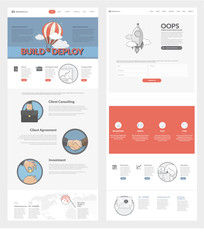 Wall Mural - website template with concept icons for business company