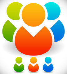 Colorful Character, Buddy Symbols. Icon with Group of 3 People f