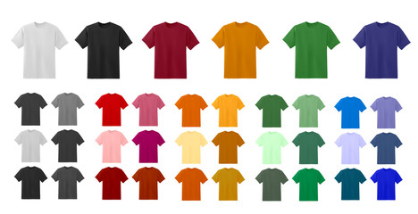 big t-shirt templates collection of different colors