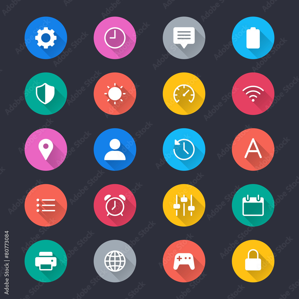 Setting simple color icons Stock Vector | Adobe Stock