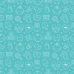 Sticker - Baby line icon pattern set