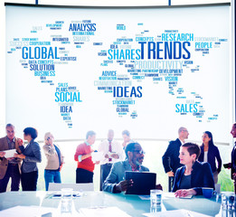 Wall Mural - Global Shares Trends Ideas Sales Solution Expertise Concept