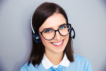 Poster - Smiling female operator with phone headset