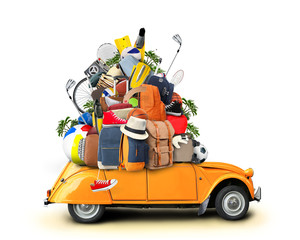 Wall Mural - vacation and travel, a huge pile of things for the holiday