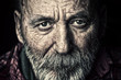 Very old homeless senior man portrait