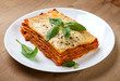 Tasty flavorful lasagna on a plate