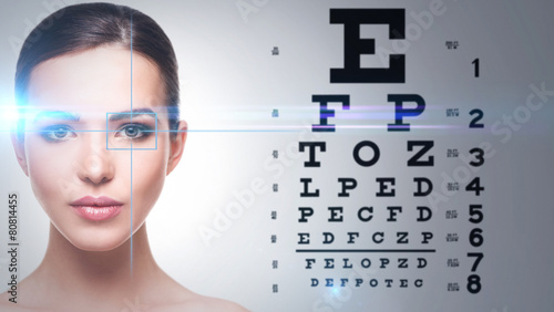 Fototapeta na wymiar Woman and eye chart