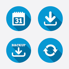 Sticker - Download and Backup signs. Calendar and rotation