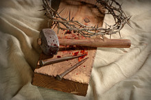 Crown Of Thorns And Nails On Cross