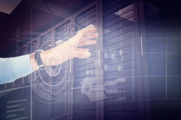 Aufkleber - Composite image of businessman showing with his hand