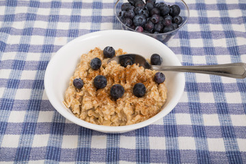 Wall Mural - Oatmeal with Blueberries and Spoon