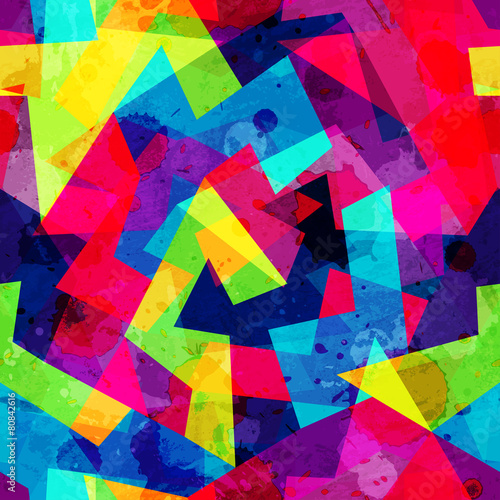 Plakat na papierze fotorealistycznym Jasny geometryczny wzór z mocą grunge