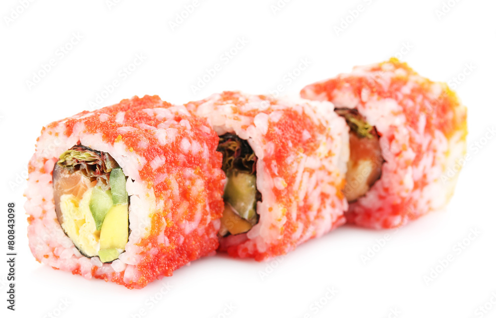 Sushi rolls isolated on white