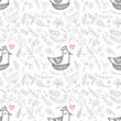 © samiola - Vector floral seamless pattern with cute bird in the nest