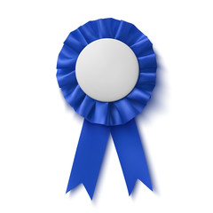 Sticker - Blank, realistic blue fabric award ribbon.