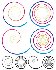Leinwandbilder - Colorful Spiral Elements. Plain Black Version Included