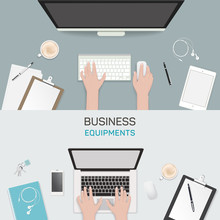Office Object Business Activity Flat Vector Illustration