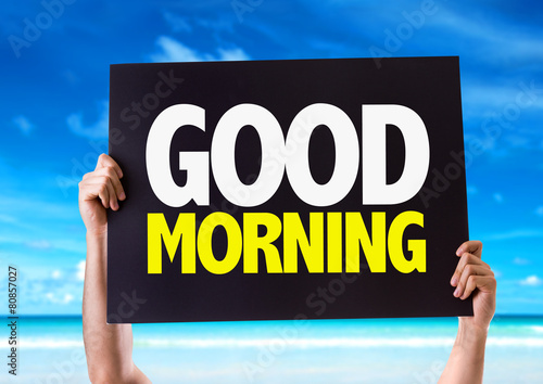 Good Morning Card With Beach Background Buy This Stock