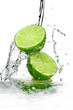 Two slices of lime poured with water