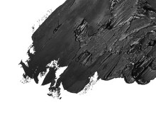 Black Grunge Brush Strokes Oil Paint Isolated On White