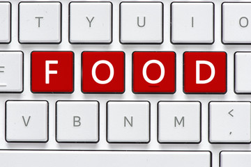 Wall Mural - Computer white keyboard with food button