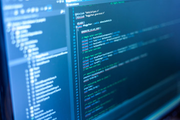 programming code on a monitor.