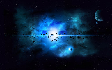 Wall Mural - blue deep space imaginary nebula