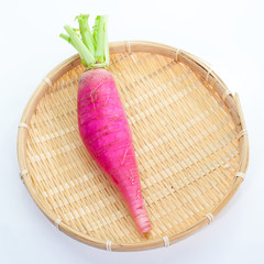 Sticker - fresh purple daikon radish  isolated on white background