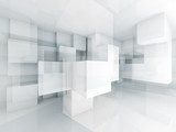 Abstract 3d architecture background with chaotic cubes