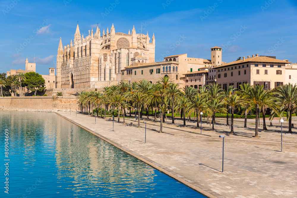 Majorca Palma Cathedral Seu Seo of Mallorca - obrazy, fototapety, plakaty 