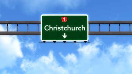 Wall Mural - Christchurch New Zealand Highway Road Sign