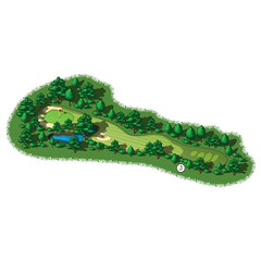 Wall Mural - vector golf course hole aerial isometric view