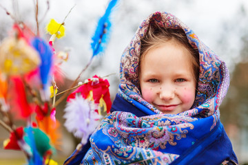 Canvas Print - Little girl celebrating Easter