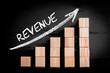 Word Revenue on ascending arrow above bar graph