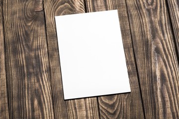 Canvas Print - Blank. Photo blank brochure cover on a wooden vintage texture