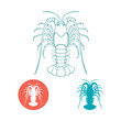 Crayfish silhouette and flat icon