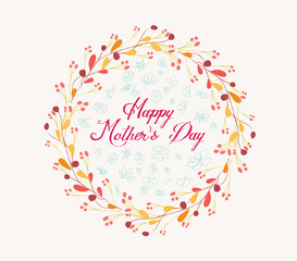 Wall Mural - happy mother day with wreath floral