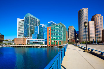 Sticker - Boston skyline from Seaport boulevard bridge