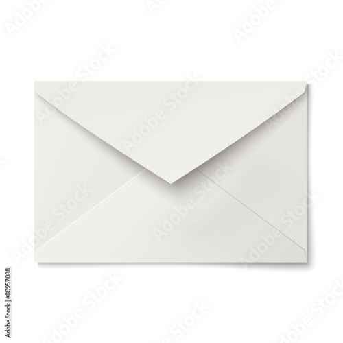 Cuadros en Lienzo Slightly, ajar opened white envelope isolated