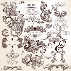 Wall Mural - Collection of vector decorative flourishes in vintage style  for