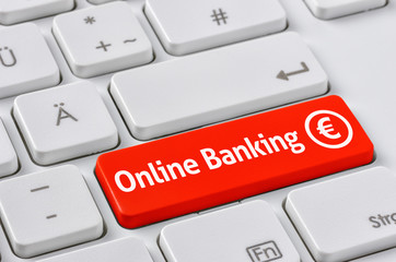 Wall Mural - tastatur mit farbiger taste - online banking