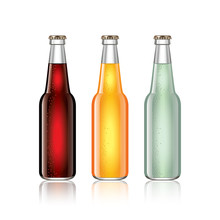 Glass Soda Bottles Isolated On White Vector