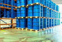 Steel Drums Stored In Warehouse